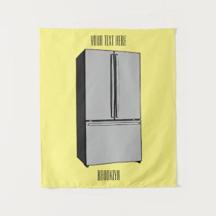Cartoon-Abbildung des Kühlschranks Wandteppich