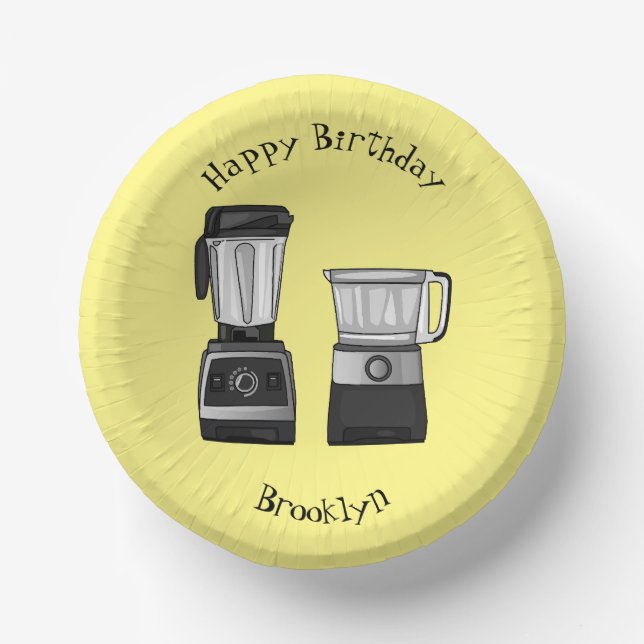 Cartoon-Abbildung für Lebensmittelprozessoren und  Pappteller (Vorderseite)