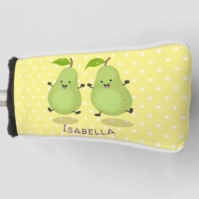 Cartoon-Abbildung für niedliches Birnpaar Golf Headcover (Vorderseite)