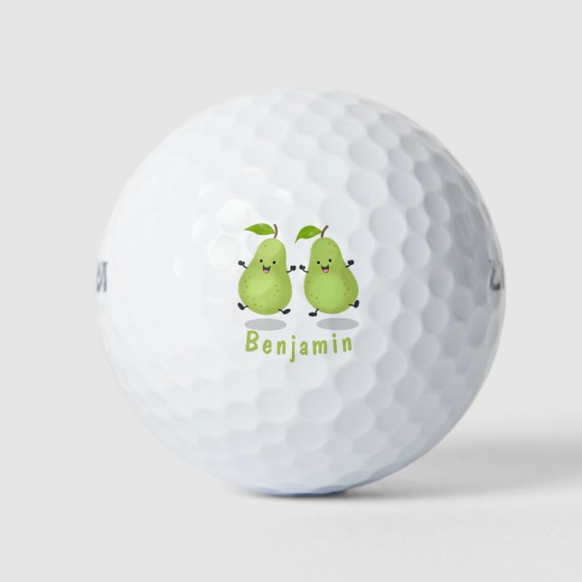 Cartoon-Abbildung für niedliches Birnpaar Golfball (Vorderseite)