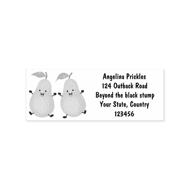 Cartoon-Abbildung für niedliches Birnpaar Gummistempel (Prägung)