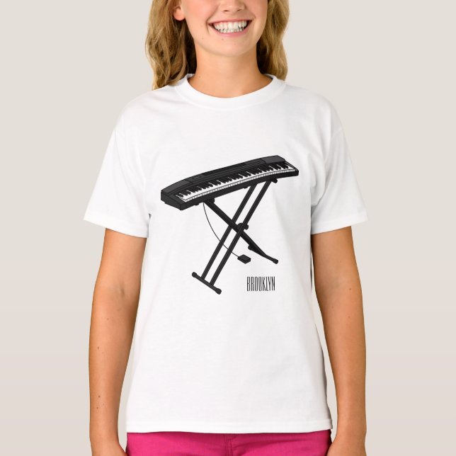 Cartoon-Abbildung mit Tastatur T-Shirt (Vorderseite)