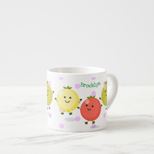 Cartoon-Abbildung niedlicher Kirschtomaten Espressotasse (Vorderseite Rechts)