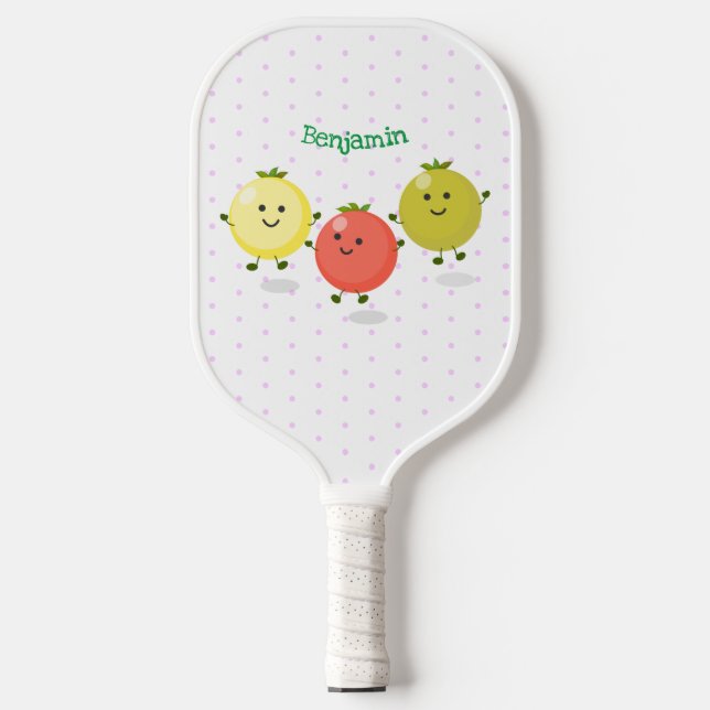 Cartoon-Abbildung niedlicher Kirschtomaten Pickleball Schläger (Vorderseite)