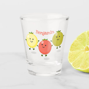 Cartoon-Abbildung niedlicher Kirschtomaten Schnapsglas