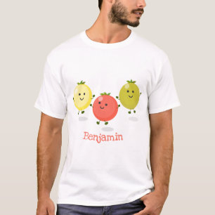 Cartoon-Abbildung niedlicher Kirschtomaten T-Shirt