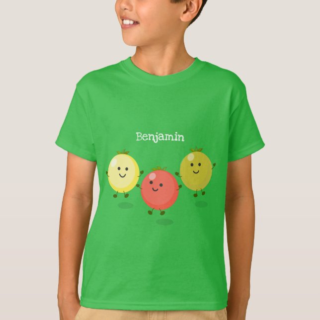 Cartoon-Abbildung niedlicher Kirschtomaten T-Shirt (Vorderseite)
