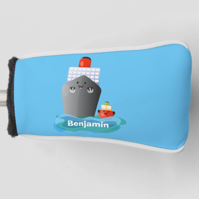 Cartoon-Abbildung niedlicher Seefrachtschlepper Golf Headcover (Vorderseite)