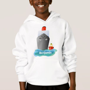Cartoon-Abbildung niedlicher Seefrachtschlepper Hoodie