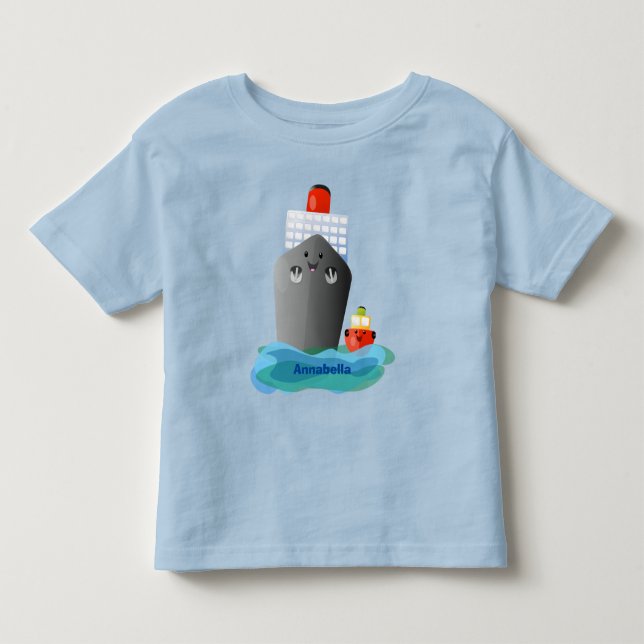 Cartoon-Abbildung niedlicher Seefrachtschlepper Kleinkind T-shirt (Vorderseite)