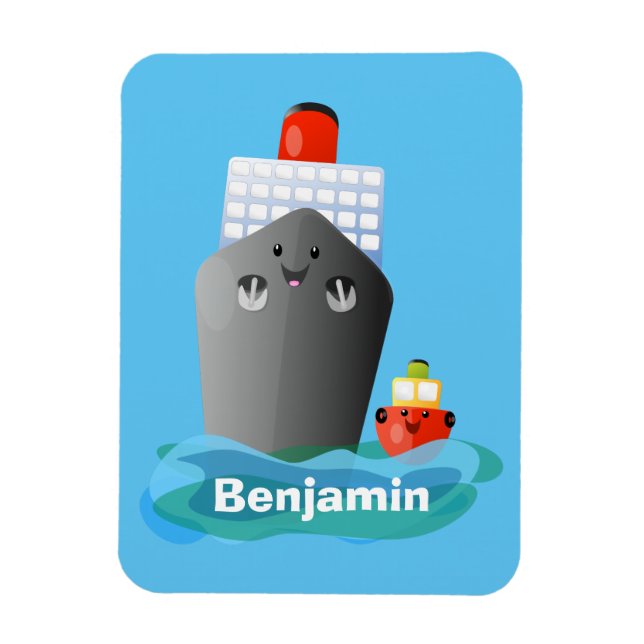 Cartoon-Abbildung niedlicher Seefrachtschlepper Magnet (Vertikal)