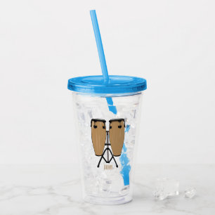 Cartoon-Abbildung von Bongo-Trommel Acryltrinkbecher