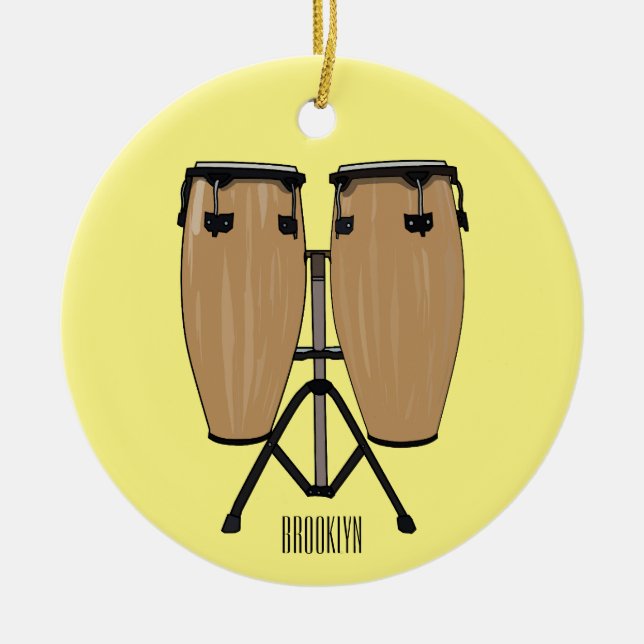 Cartoon-Abbildung von Bongo-Trommel Keramik Ornament (Vorne)