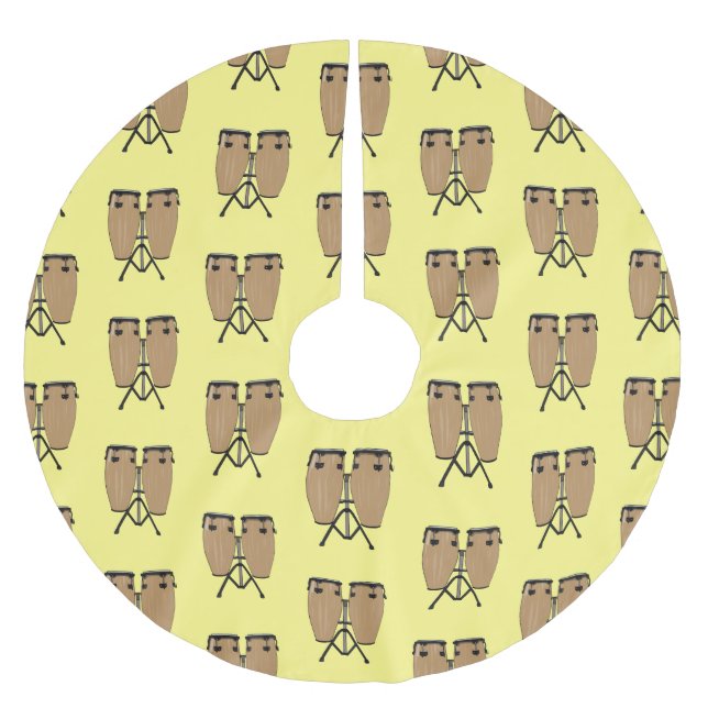 Cartoon-Abbildung von Bongo-Trommel Polyester Weihnachtsbaumdecke (Vorderseite)