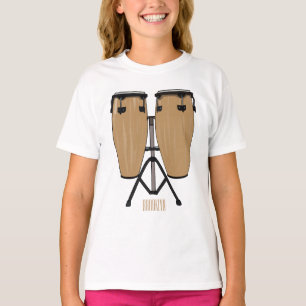 Cartoon-Abbildung von Bongo-Trommel T-Shirt