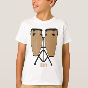 Cartoon-Abbildung von Bongo-Trommel T-Shirt