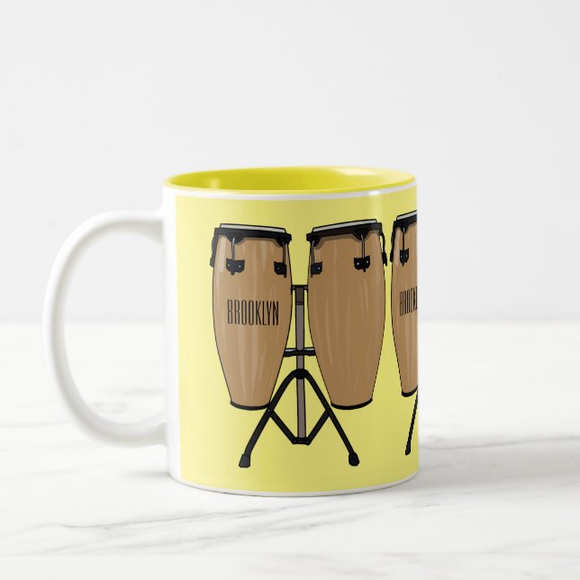 Cartoon-Abbildung von Bongo-Trommel Zweifarbige Tasse (Links)
