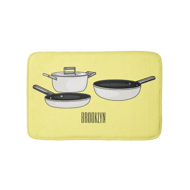 Cartoon-Abbildung von Cookware-Sets Badematte (Vorderseite)