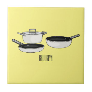 Cartoon-Abbildung von Cookware-Sets Fliese