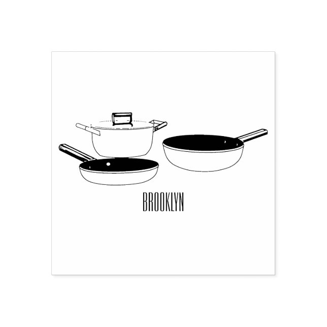 Cartoon-Abbildung von Cookware-Sets Gummistempel (Prägung)