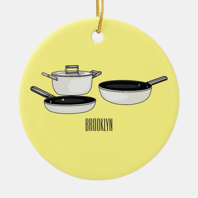 Cartoon-Abbildung von Cookware-Sets Keramik Ornament (Vorne)
