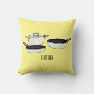 Cartoon-Abbildung von Cookware-Sets Kissen