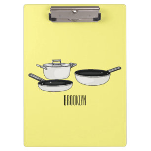 Cartoon-Abbildung von Cookware-Sets Klemmbrett