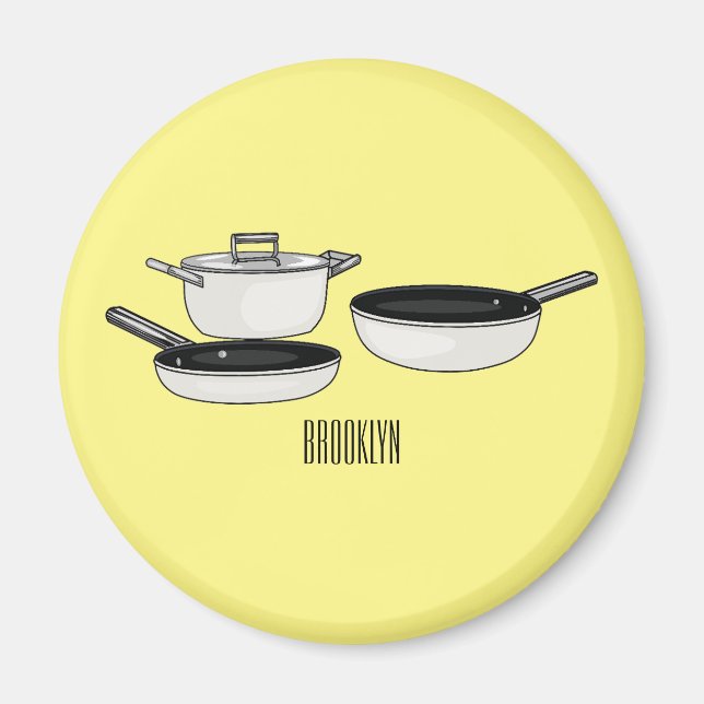 Cartoon-Abbildung von Cookware-Sets Magnet (Vorne)