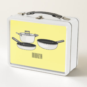 Cartoon-Abbildung von Cookware-Sets Metall Brotdose