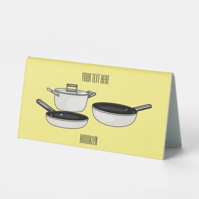 Cartoon-Abbildung von Cookware-Sets Tischaufsteller (Vorderseite)