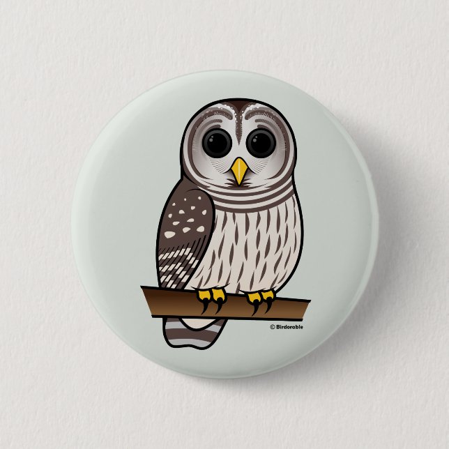 Cartoon-abgehaltene Eule Button (Vorderseite)