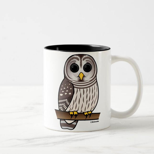 Cartoon-abgehaltene Eule Zweifarbige Tasse (Rechts)