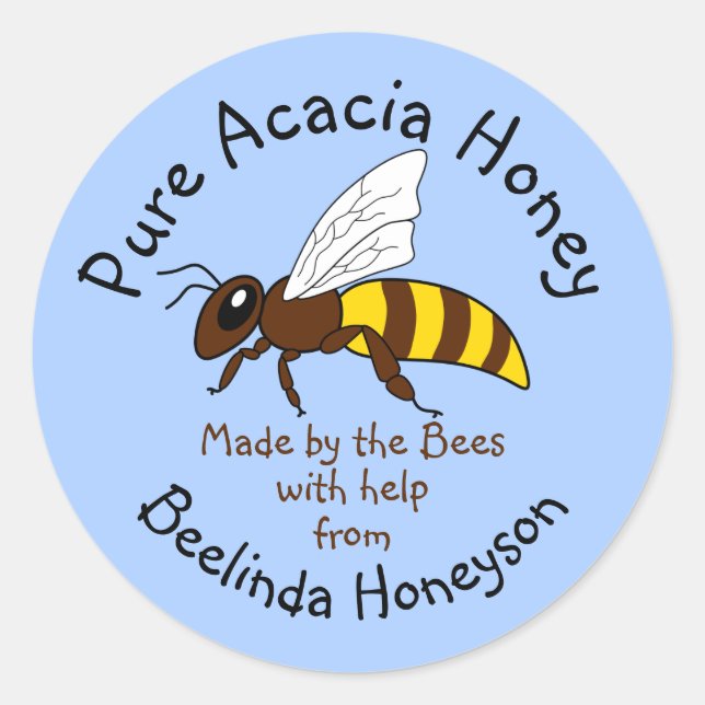Cartoon Acacia Honey Jar Label Stickers (Vorderseite)