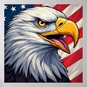 Cartoon-Adler mit patriotischem Design der amerika Poster