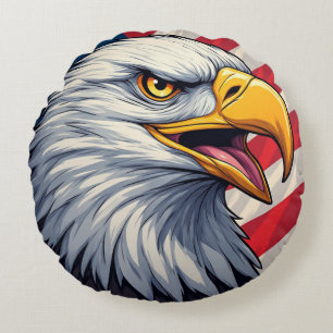 Cartoon-Adler mit patriotischem Design der amerika Rundes Kissen