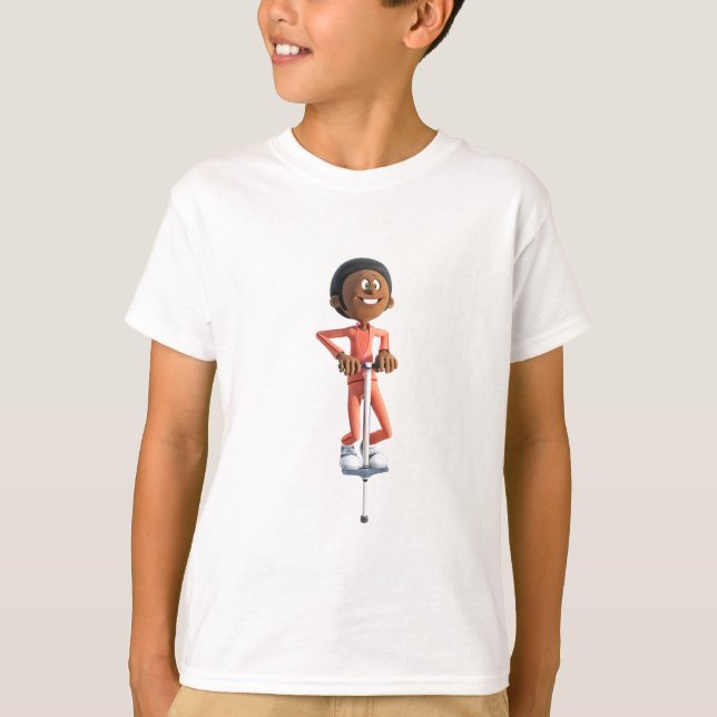 Cartoon-afrikanischer amerikanischer Junge auf T-Shirt (Vorderseite)