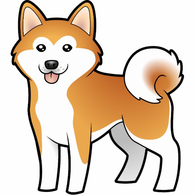 Cartoon Akita Inu/Shiba Inu Fotoskulptur Magnet (Vorne)
