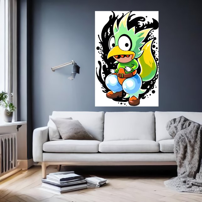 Cartoon Alien Vogelkreatur | Art der AI Poster (Von Creator hochgeladen)