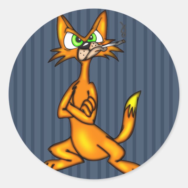 Cartoon Alley Cat Runder Aufkleber (Vorderseite)