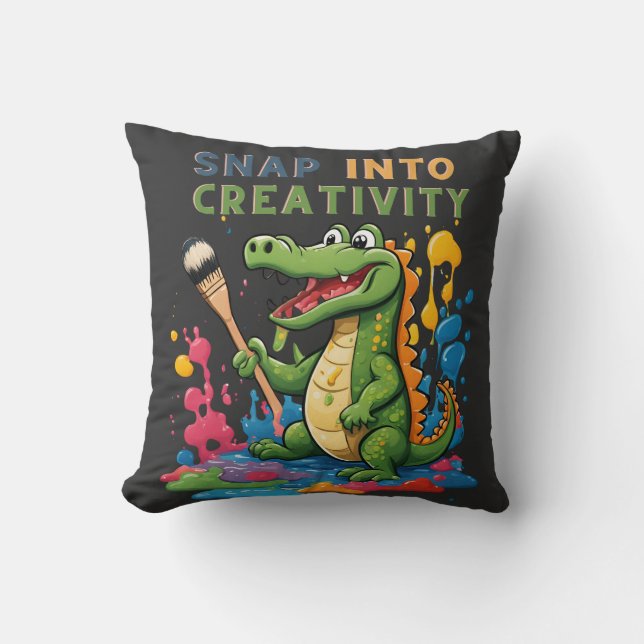 Cartoon alligator painting - snap into creativity kissen (Vorderseite)