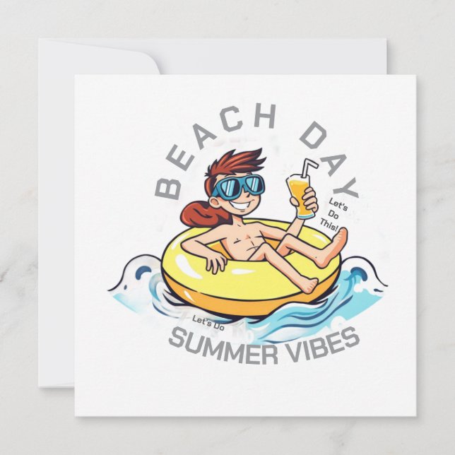 Cartoon am Strand auf aufblasbarem Ring (Vorderseite)