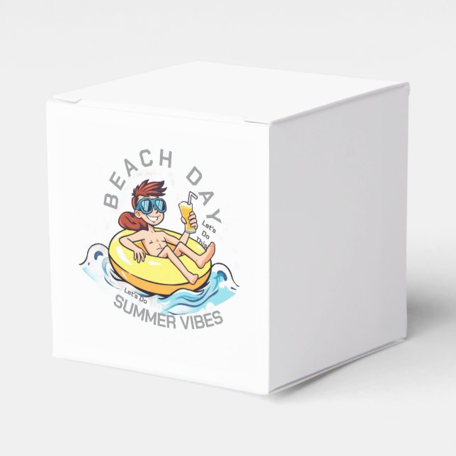 Cartoon am Strand auf aufblasbarem Ring Geschenkschachtel (Vorderseite)