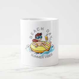 Cartoon am Strand auf aufblasbarem Ring Jumbo-Tasse