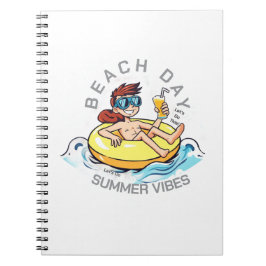 Cartoon am Strand auf aufblasbarem Ring Notizblock