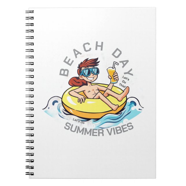 Cartoon am Strand auf aufblasbarem Ring Notizblock (Vorderseite)