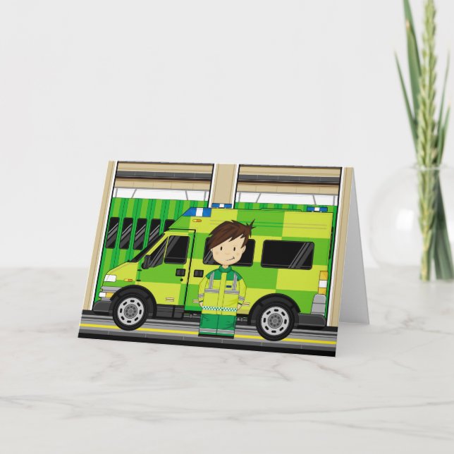 Cartoon Ambulance und EMT Karte (Vorderseite)