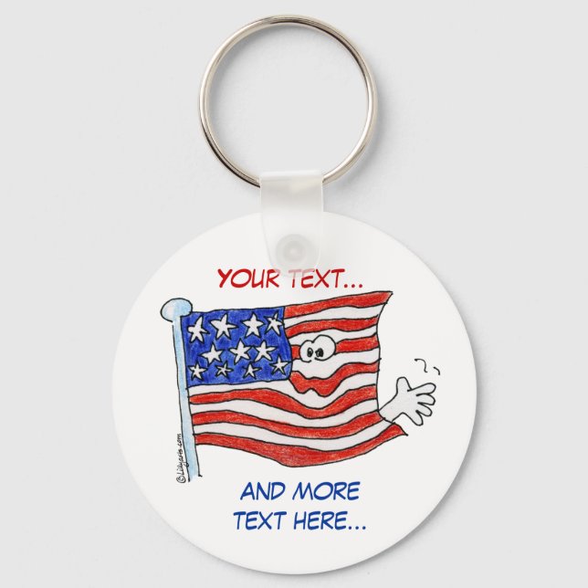 Cartoon American Flag Niedliche Schlüsselanhänger (Vorderseite)