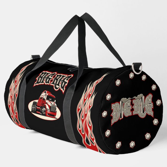 Cartoon amerikanischer LKW "Big Rig" Duffle Bag (Linke Ecke)
