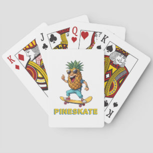 Cartoon Ananas mit Sonnenbrille auf einem Skateboa Spielkarten
