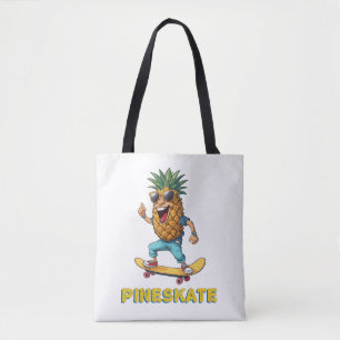 Cartoon Ananas mit Sonnenbrille auf einem Skateboa Tasche